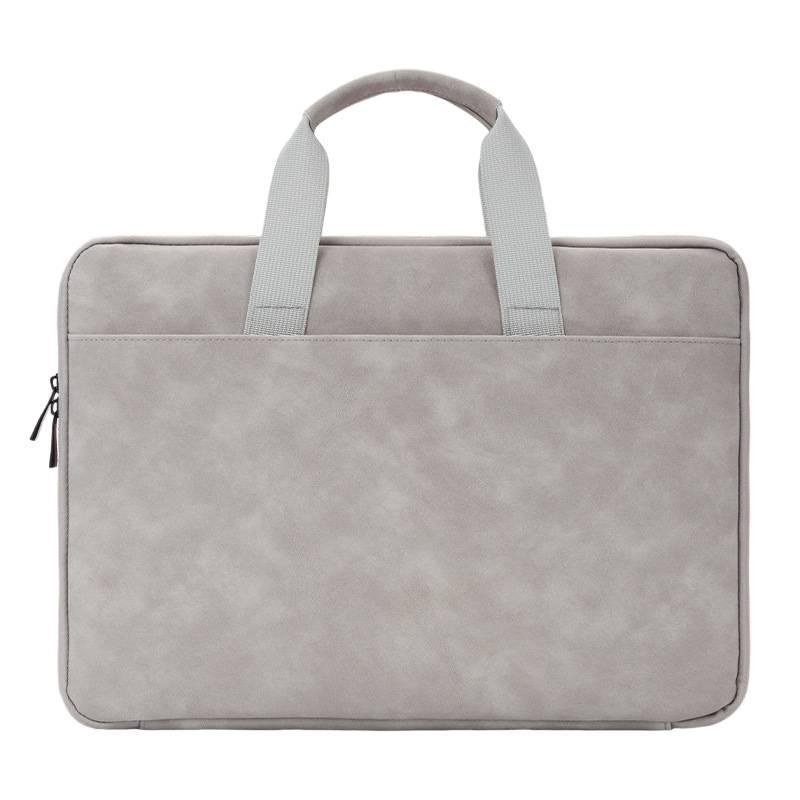 13"–16" Light Grey PU Sheepskin Laptop Bag: Delicate Touch, Splash-Proof, Shockproof.