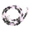 Natural Black Rutile Amethyst Rose Quartz Gemstone Beads Necklace 17" UB-4022 UB-4022