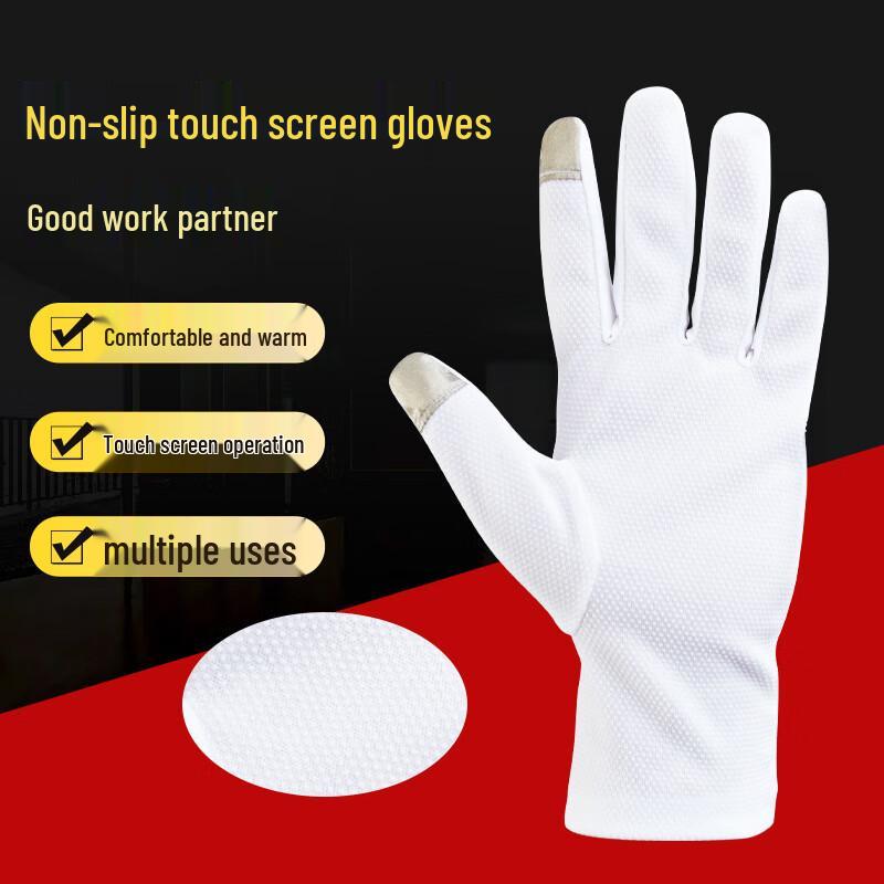 Unisex White Touchscreen Driving & Service Gloves (10 Pairs)
