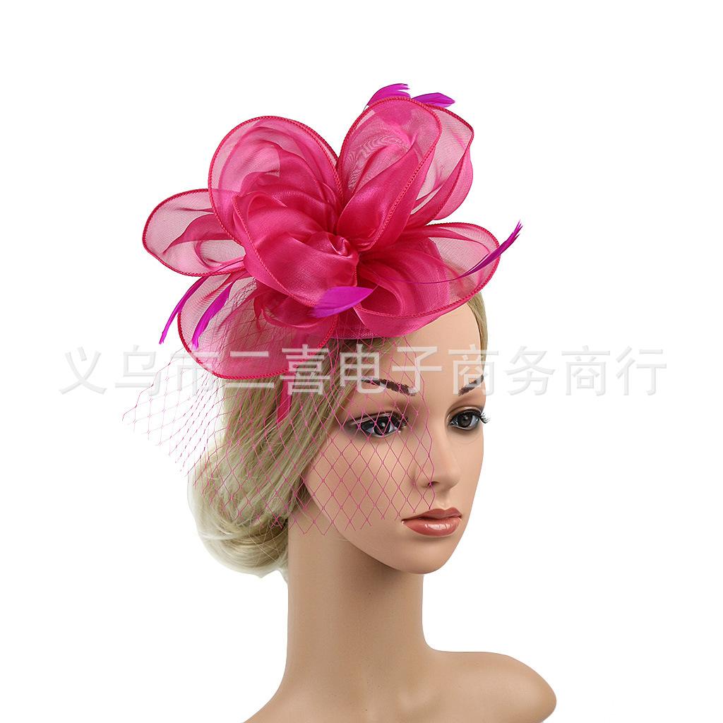European and American Eugen Yarn Headgear Jockey Club Mesh Hair Accessories Bridal Ball Top Hat Headband Hairpin Dual-purpose Style
