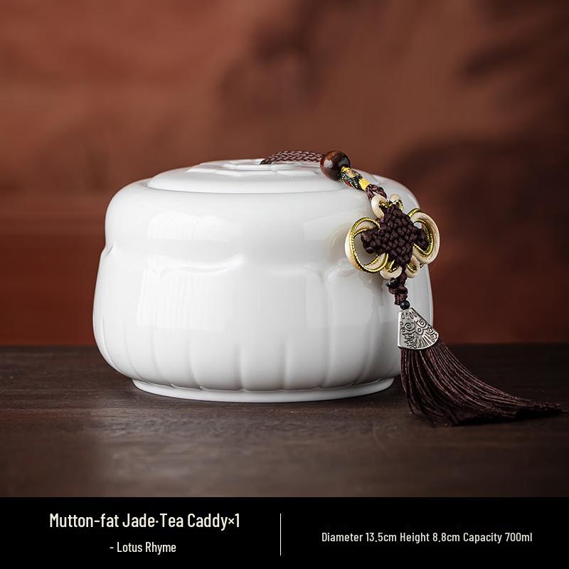 Chaxun Lotus Charm Porcelain Tea Caddy