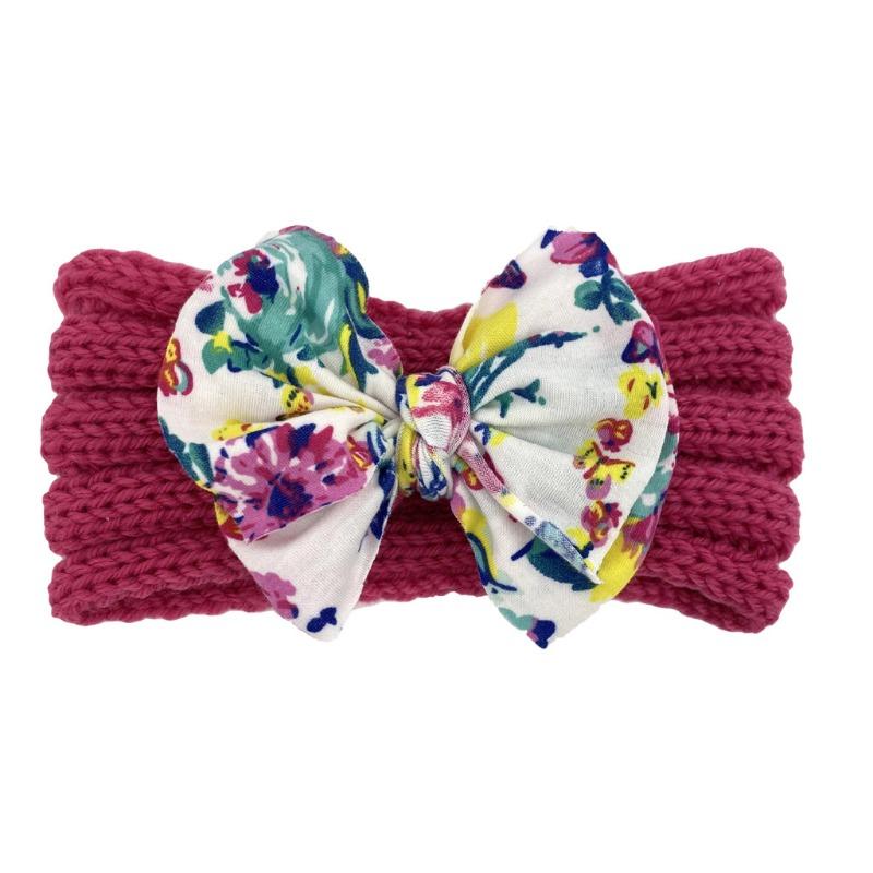 New children's headband headband, printed bow knitted wool headband, baby headgear hair accessories Baby