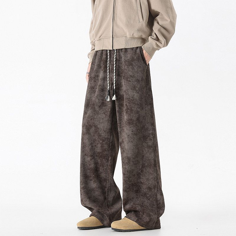 

Wassup American-Style Textured Tie-Dye Straight-Leg Pants for Men, Autumn Trendy Versatile Vibe Youth Casual Pants Brown 4 XL