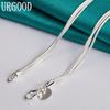 925 Sterling Silver Rose Snake Chain Naszyjnik Piękna biżuteria