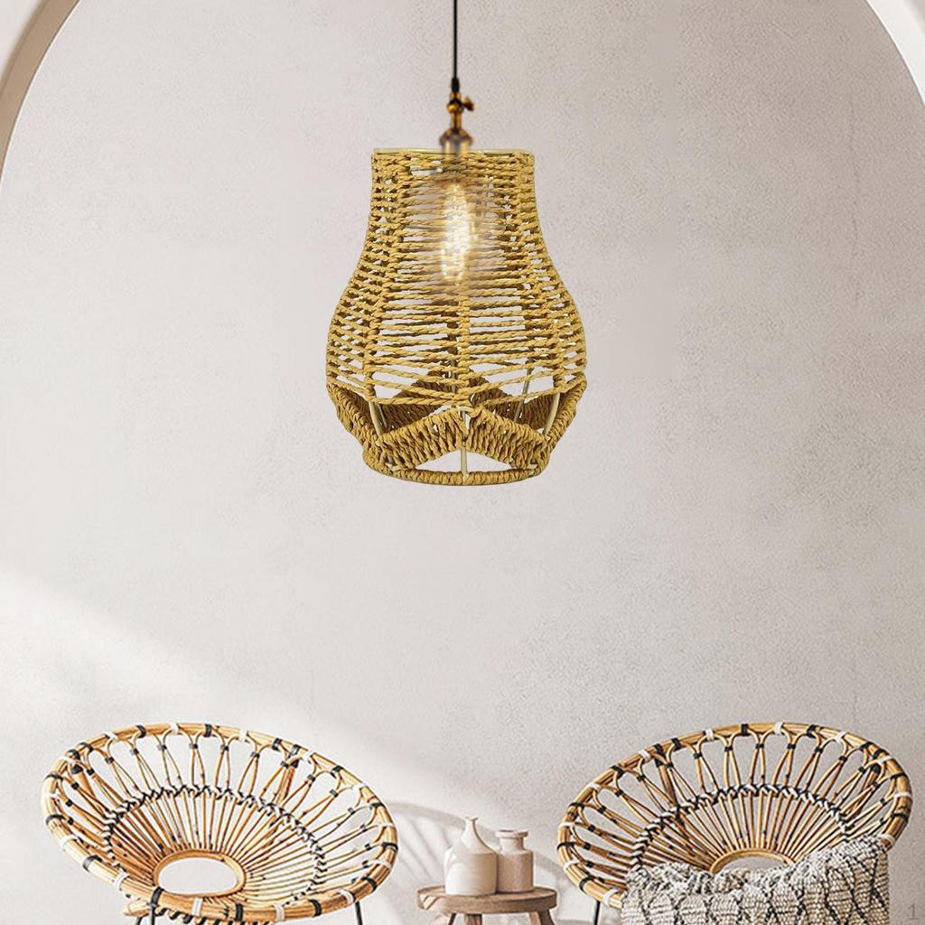 Boho Pendant Lamp Shade Rattan Woven Decoration Ceiling Light Chandelier Cover Lampshade Hotel