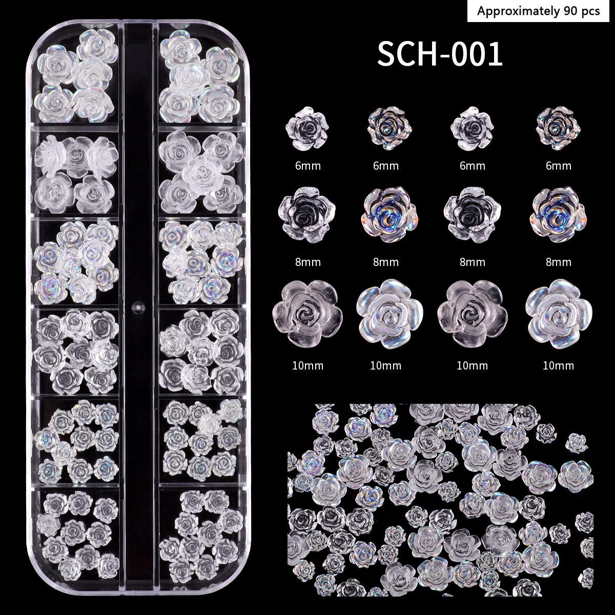 

12 Сетка для дизайна ногтей Смола Камелия Белая Роза Ледяной Прозрачный Трехмерный Светоизменяющийся Цветок Аксессуары для ногтей