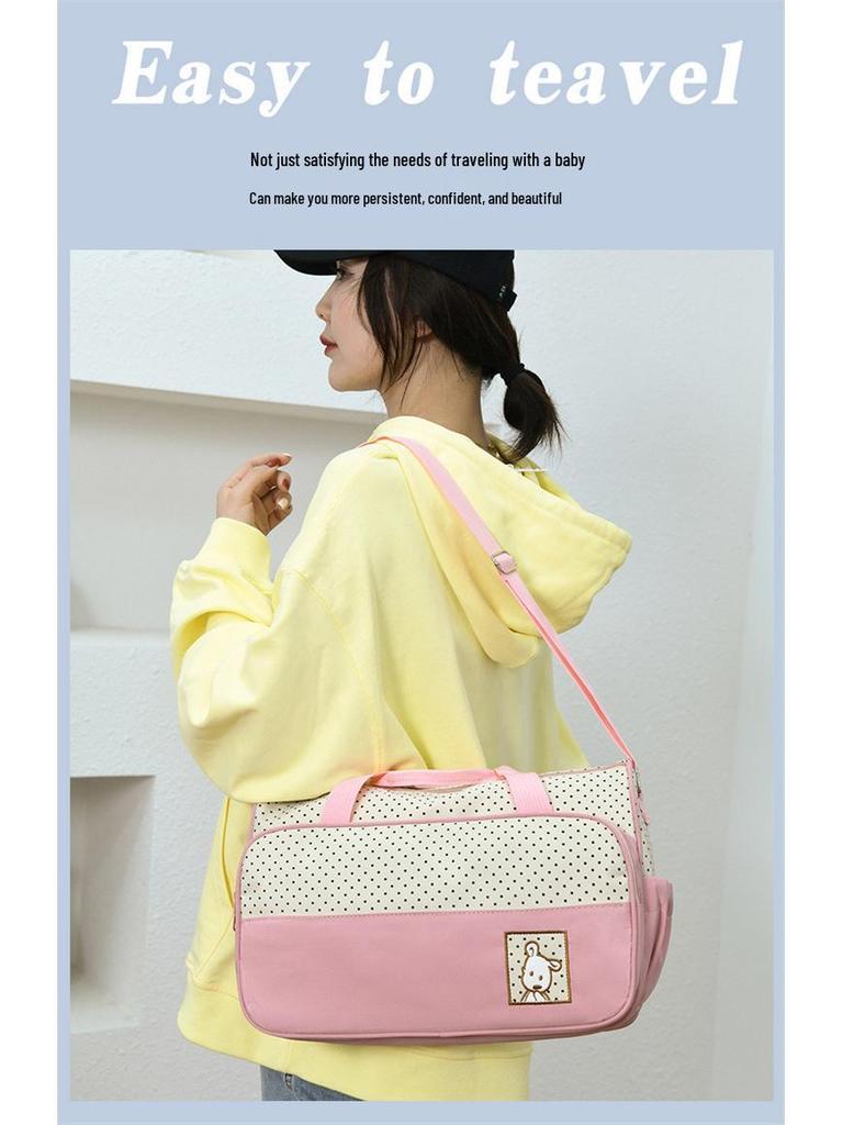 Waterproof 5-Piece Mom and Baby Travel Bag Set: Multifunctional, Large Capacity