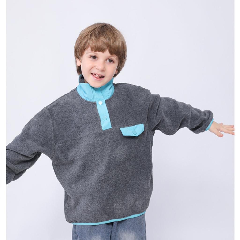 Kids Color Block Pullover Sweatshirt with Zipper and Mid High Collar, Loose Fit Casual Top