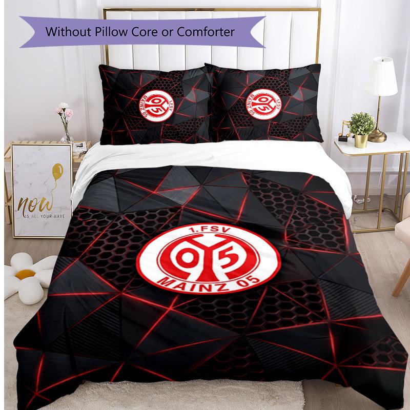 Mainz FC Printed 3PCS Bedding Set Breathable Duvet Cover with Pillowcases Decorative Bed Linen for Bedroom Home