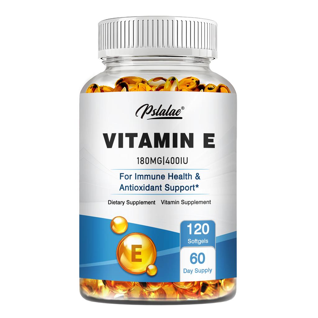 Pslalae Vitamin E 400 IU Capsules - Promote Skin, Supports Immune And Antioxidant Health 120 Capsules