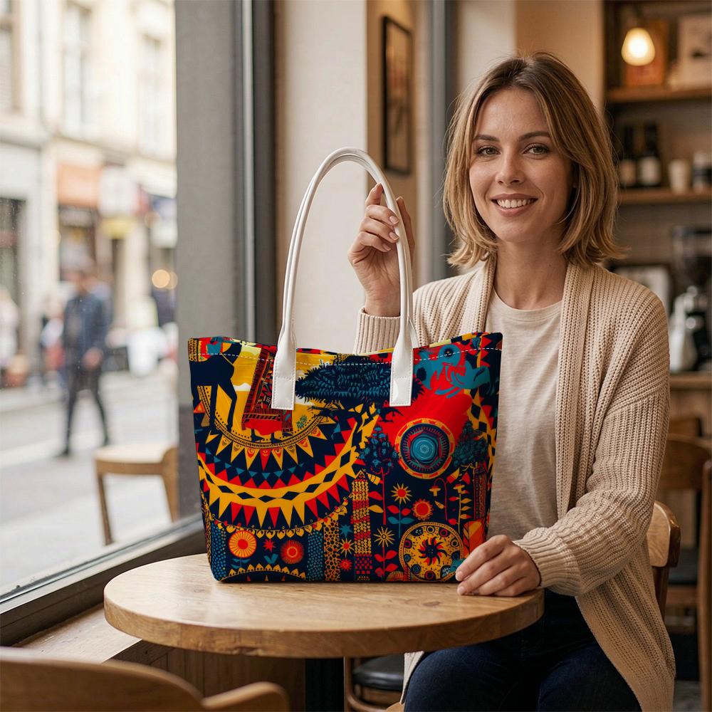 Ethnic Style Pattern Tote Bag for Daily Use Shoulder Handbag