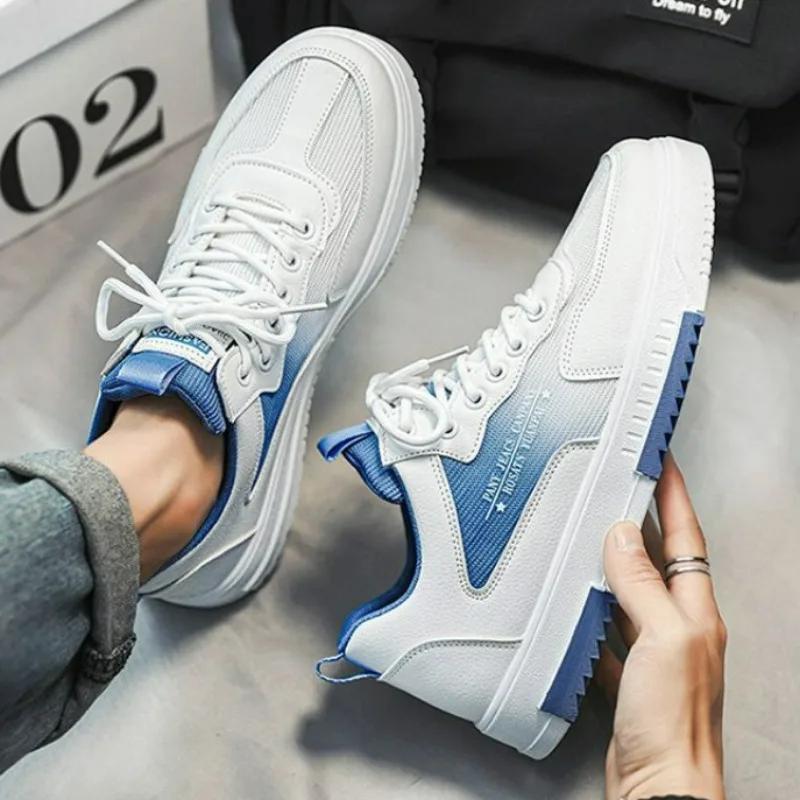 

Сетчатые модные мужские повседневные кроссовки на шнуровке, дышащие, легкие, вулканизированные, мужские туфли, обувь для спорта на открытом воздухе, теннисные туфли для мужчин 44 светло-синий