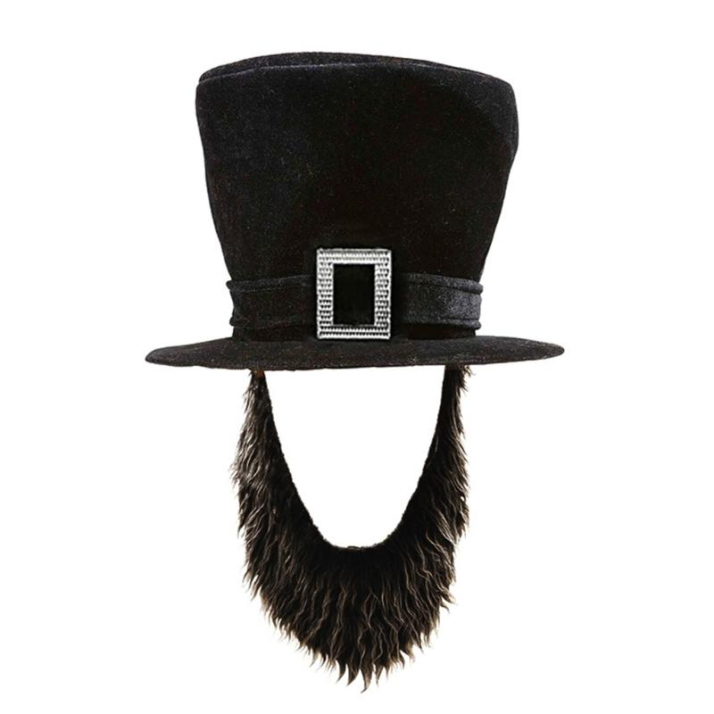 Abrahams Lincolns Costume Accessories Beard Mustache Top Hat Necktie Presidents Day Costume Halloween Cosplay Costumes