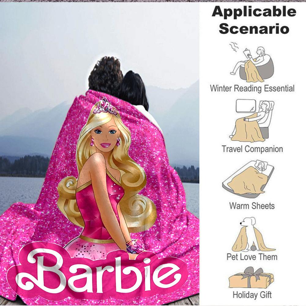 1pc Dress, Barbie Blanket Polyester Fiber, All Season Comfort for Sofa, Bed, Office, Car, Camping Ideal Home Decor & Gift, Office Comfort
