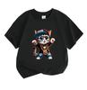 Kids Boys Girls 100% Cotton Crew Neck Short Sleeve T-Shirt, Cute Hip Hop Rapper Cat Pattern Casual Breathable Soft Tee Top Daily Summer Outdoor Wear