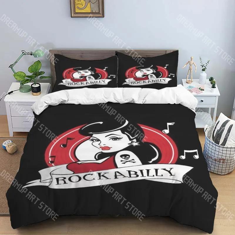 R-Retro rock hip hop music fashion trend print three piece set suitable for children or adults quilt cover pillowcase bedding