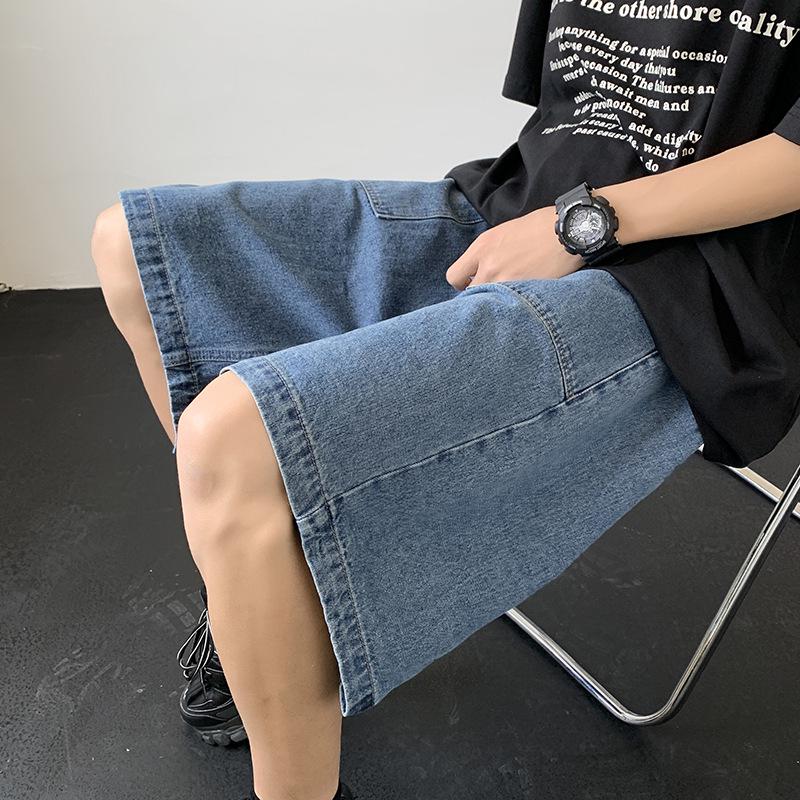 Men's Casual Solid Color Loose Straight Denim Shorts