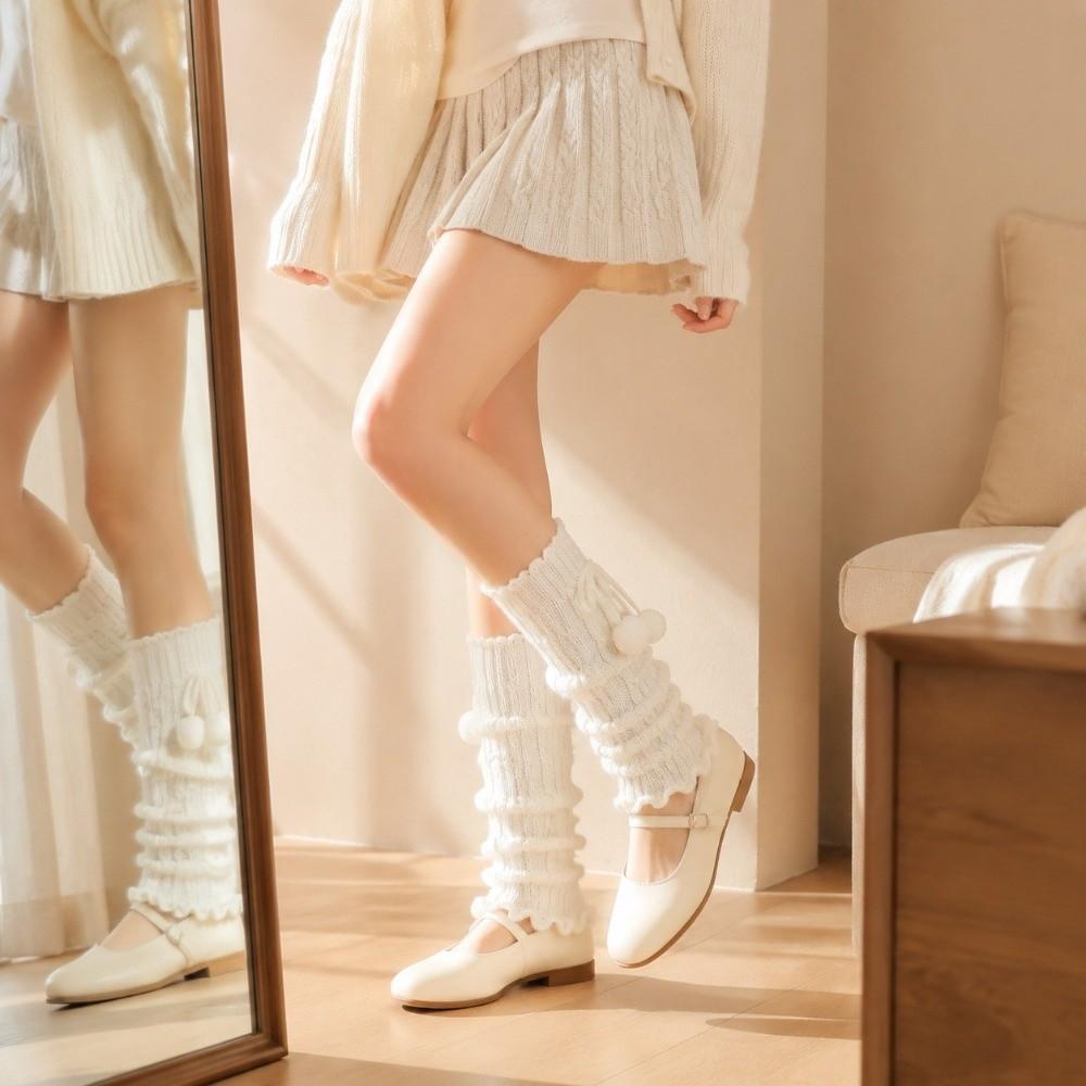 Ruffled Edges Slouchy Leg Warmers Knitted Leg Sleeves New Boot Cuffs Daily Outfits