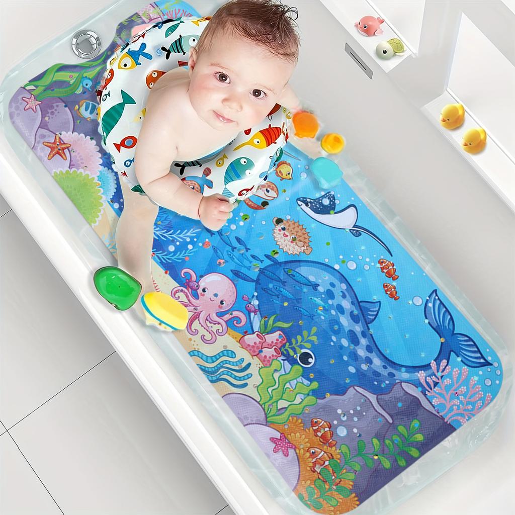Cartoon Marine Animal Bathtub Mat Under the Sea Birthday Party Decorations Kids Favors Ocean Animal Bathroom Shower Non Slip Mat