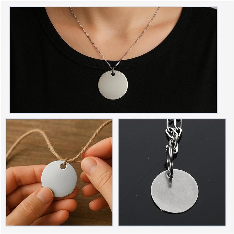 A27F-For Stamping Blanks 100Pcs Metal Dog Tags Stainless Steel Key Tags For Engraving, 1.2 Inch Metal With Hole