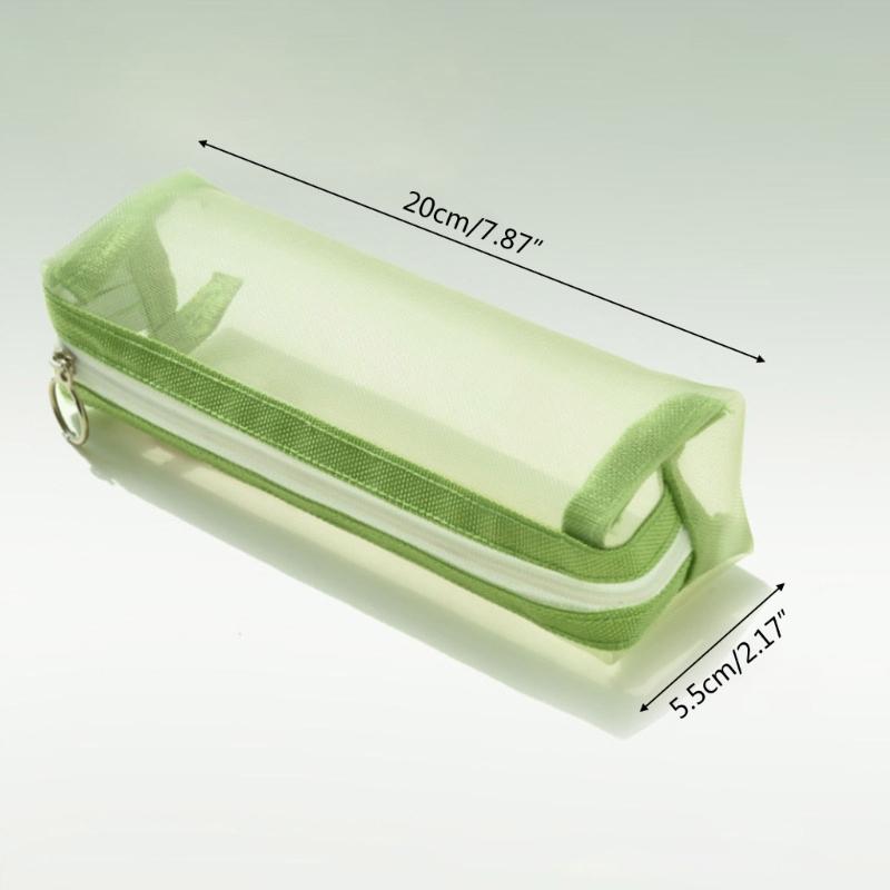 Cute Transparent Pencil for Case Mesh Makeup Storage Holder Pouch Solid Color for Travel Cosmetics Stationery Small Craf