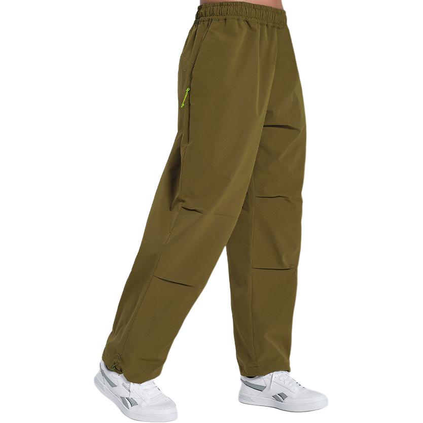 Reebok Solid Color Loose Fit Straight Leg Casual Pants Unisex Bottoms Army-Green 24SRM609UGL4