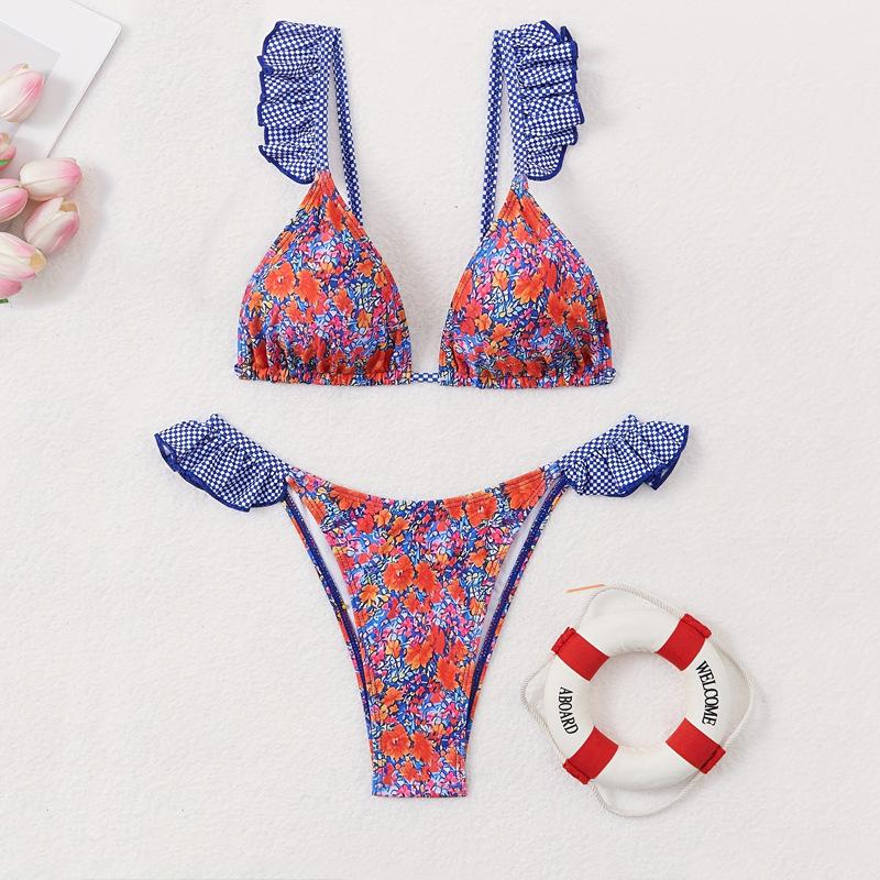 

New retro small floral bikini swimsuit for women XL