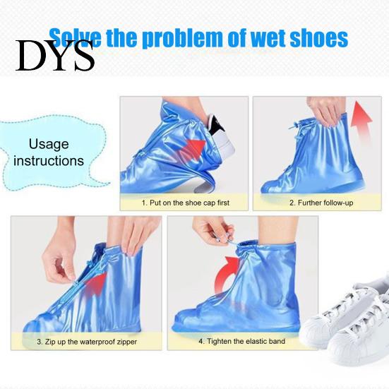 Travel Shoe Covers 1 Pair Waterproof Rainproof Protectors with Zipper And Compact Rain Drawstring Anti-Slip Sole Overshoes for Men Women Snow