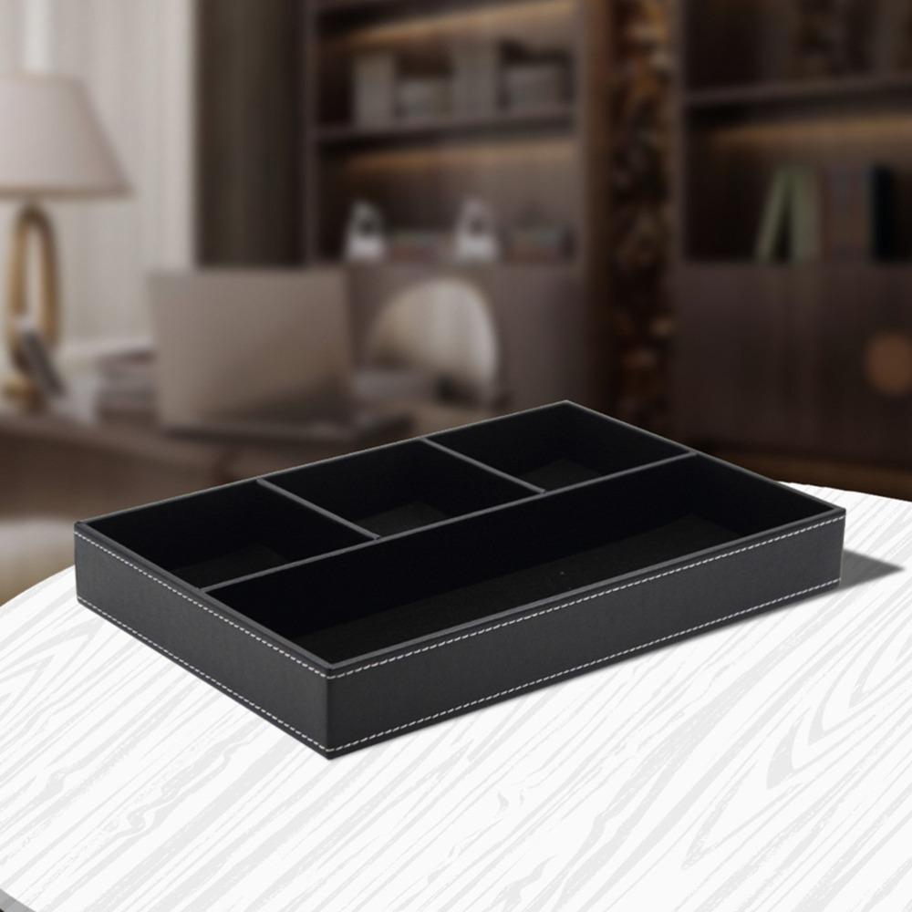 Multi-function Stationery Organizer Leather Desktop Box Neat Arrange Storage Tray  Business Supply