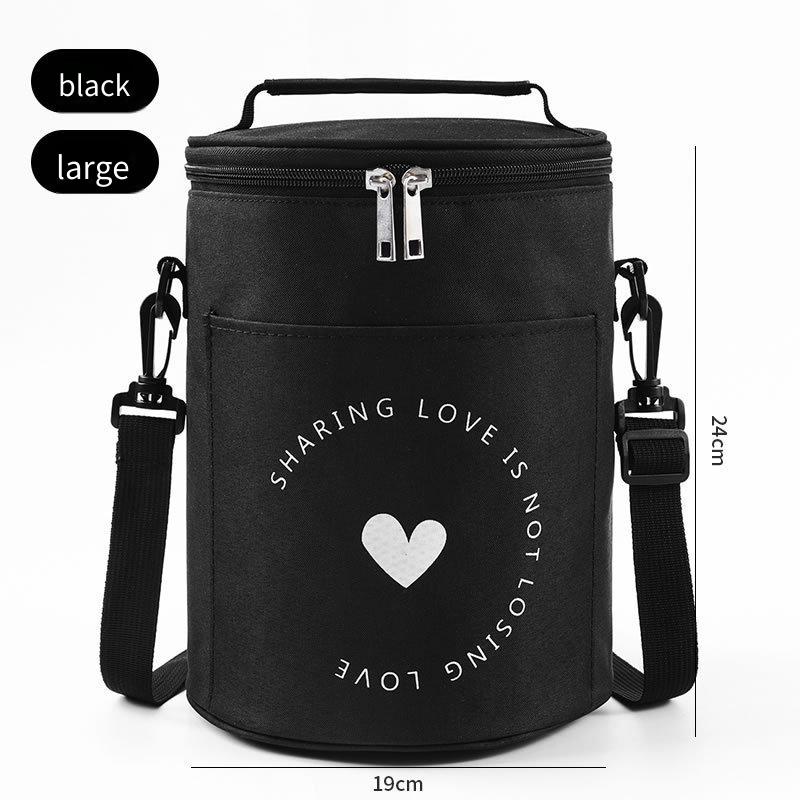 19x24cm Round Insulated Lunch Bag  Large Thermal Food Container Handheld Circular Box for School Office Picnic Multi Purpose