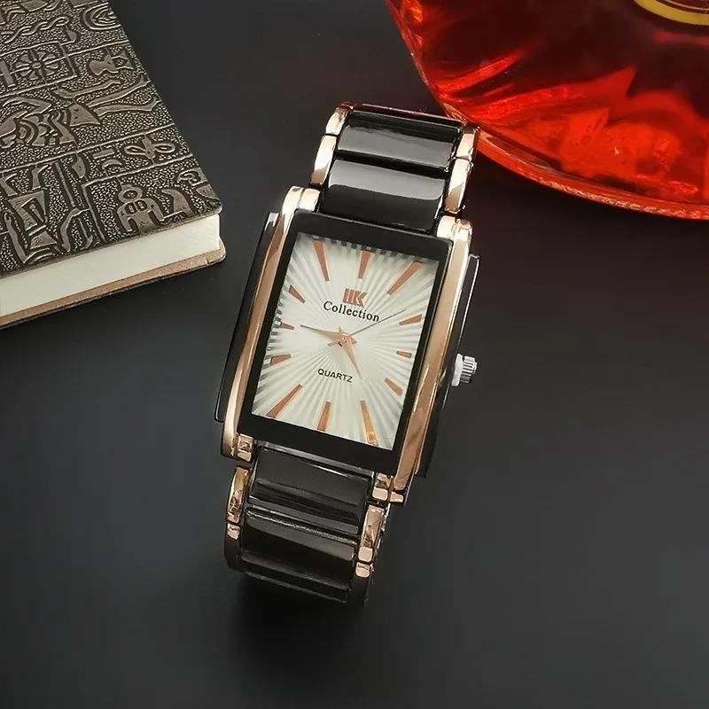 New Quartz Watches Man Fashion Luxury Business Rectangle Wristwatches Black Gold Couple Watch Gifts Reloj Hombre Montre Homme