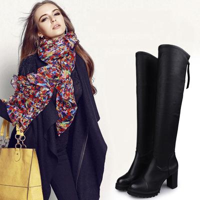 Sagit Women's Over-The-Knee Boots Ladies Square High Heels  High-Tube Boots