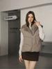 Short Imitation Mink Fur Lapel Cotton-padded Jacket with Detachable Sleeves