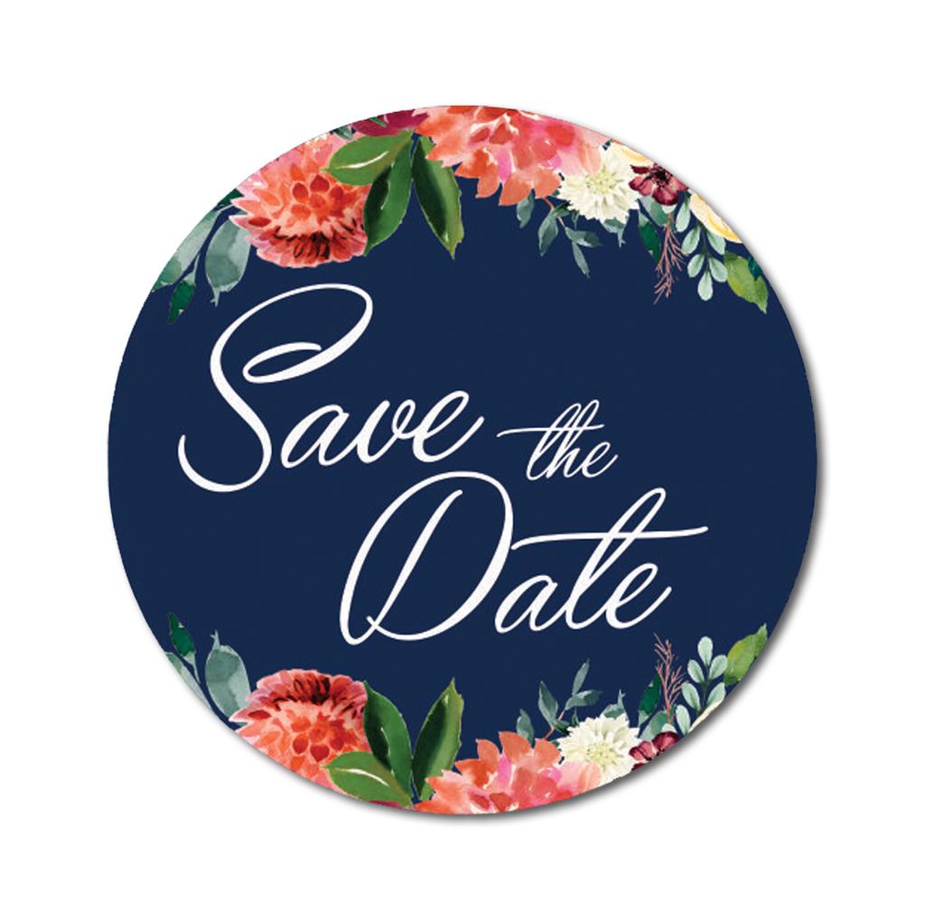 Darling Souvenir White Round 45 Pcs Chrysanthemum Floral Border Save The Date Mini Stickers-1.6 Inches