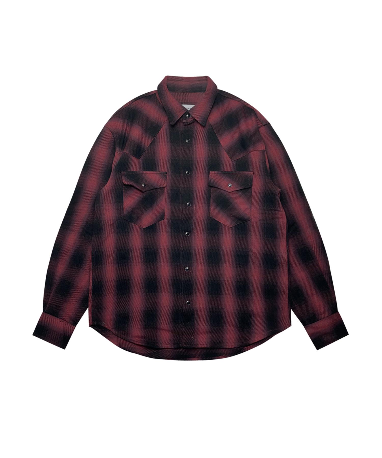 Riover Cotton Flannel Western Shirt - Red Red/L