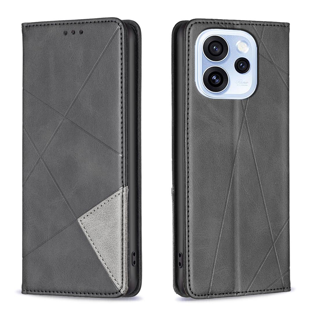 For Oppo Reno15 F 5G Case Card Slots Geometry Imprint Leather Phone Cover