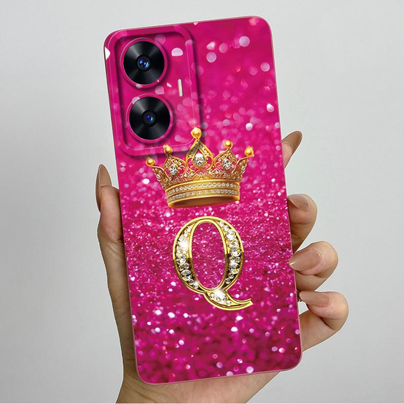 For Realme C55 RMX3710 Luxury Crown Letters Cover Soft Silicone Phone Case For Realme Narzo N55 C 55 RealmeC55 NarzoN55 Bumper
