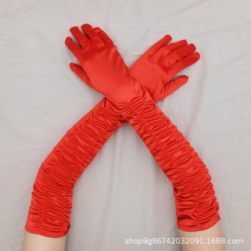 Satin Satin Gloves Long Ladies Halloween Gloves Sexy Dinner Gloves Wedding Gloves Matte Satin Gloves