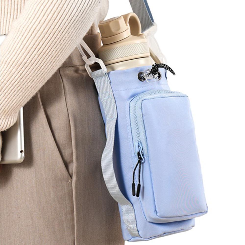 with Adjustable Shoulder Strap Water Bottle Holder Pouch with Keychain & Mountaineering Button With Phone Pocket Water Cup Bags