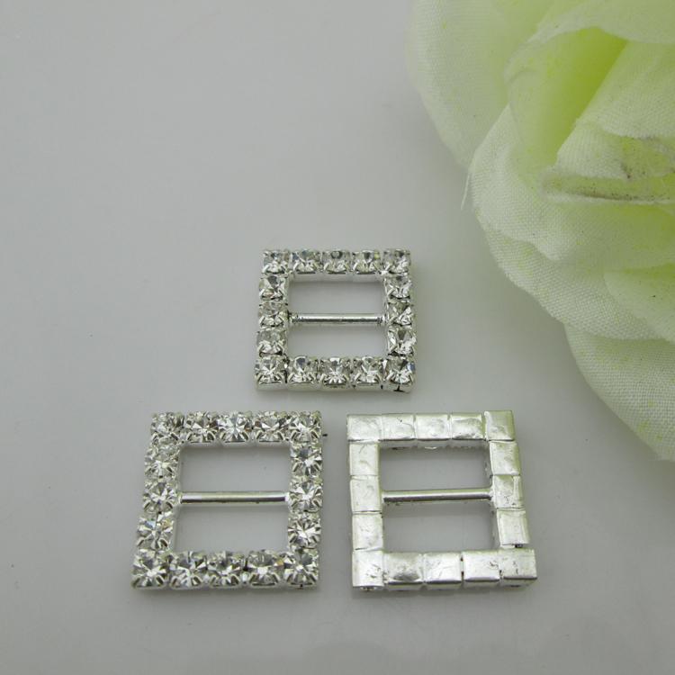 10pcs Square Rhinestone Buckle Gift Box Invitation Card Decoration Accessories Ribbon Bow Ribbon Slider Buckle