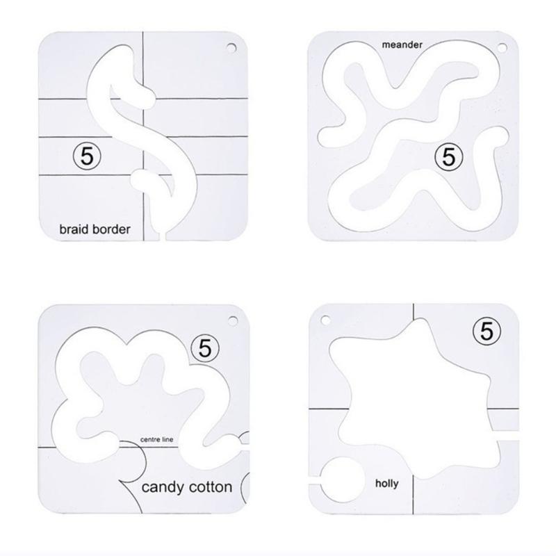 4Pcs Quilting Templates Clear Acrylic Quilting Ruler Freemotion Quilting Ruler Stencils Sewing Ruler Patchwork Tool