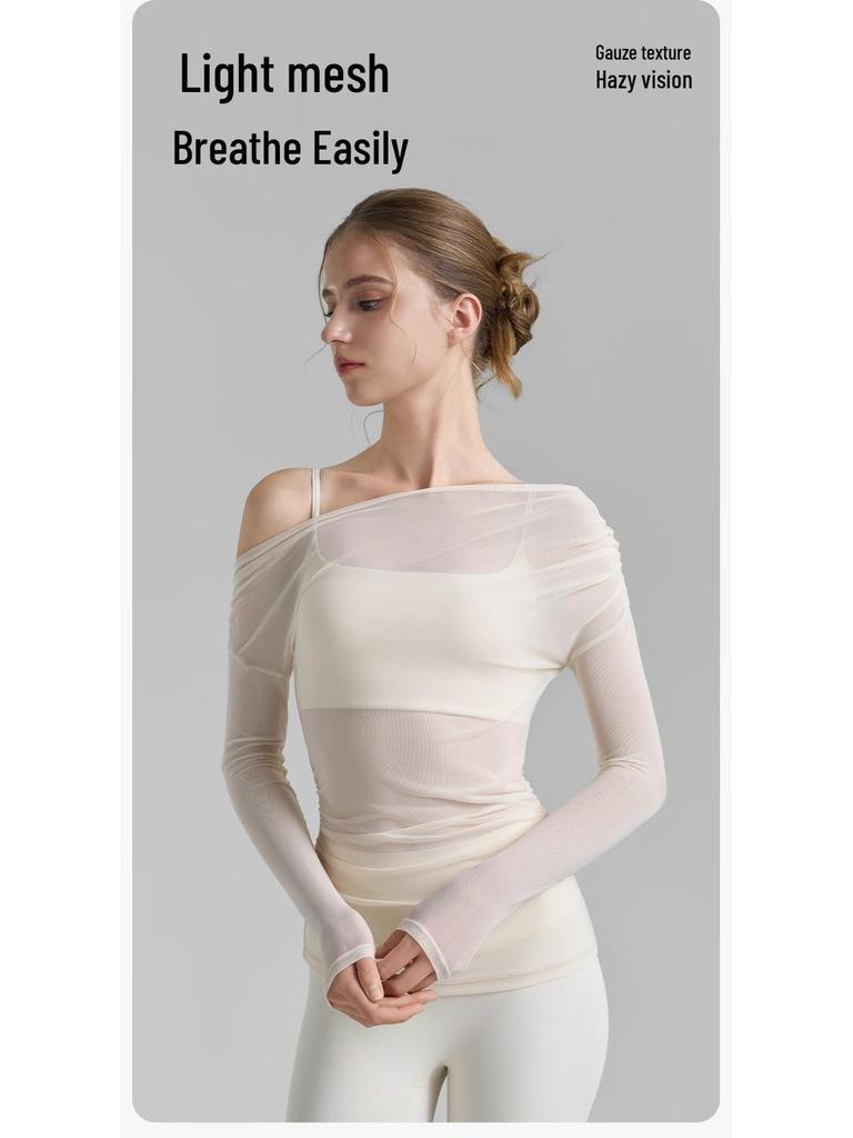 Autumn Yoga Set: Women's High-End Lycra Mesh Two-Piece with No-Show Seams