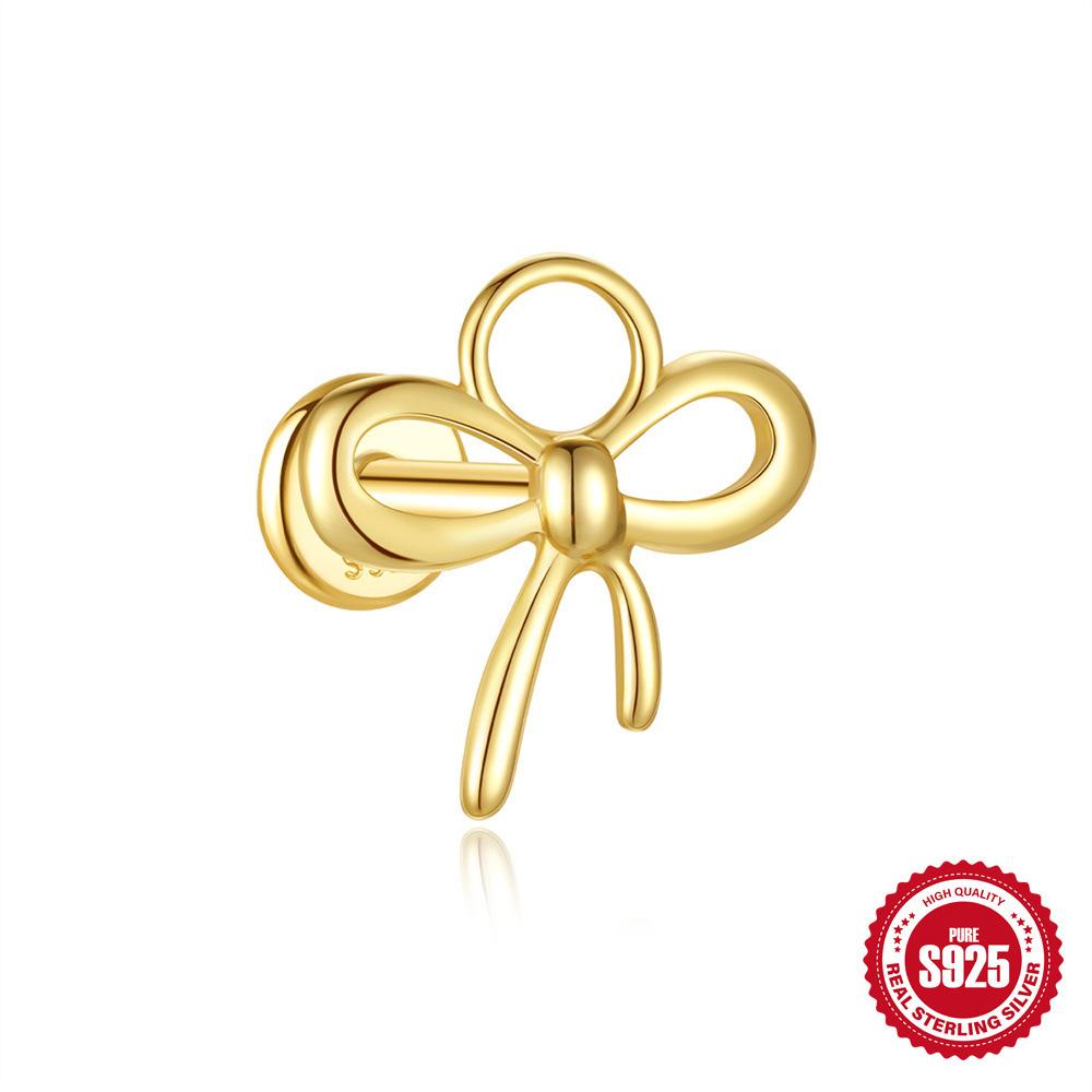 S925 Tremella Decoration Women'S Sterling Silver Simple Temperament Small Zircon Flat Bottom Piercing Stud Earrings Temperament Earrings Pendant