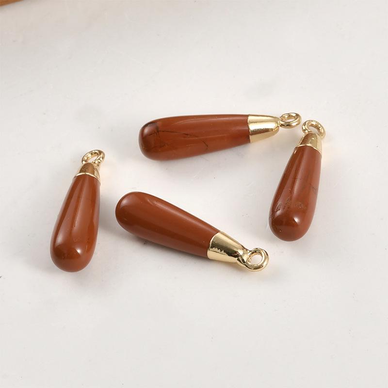 Gold-Plated Amethyst Rose Quartz Tiger's Eye Teardrop Pendant Earrings Necklace Accessory