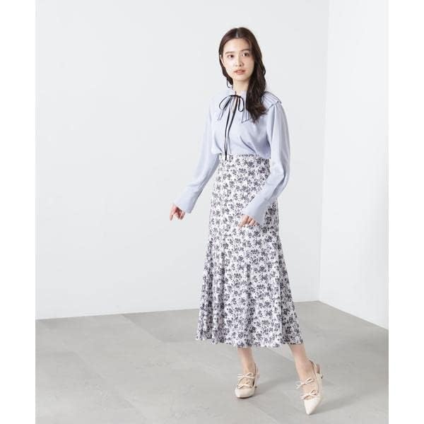 Jill by Jill Stuart Women's Shadow Flower Print Skirt, Blue, 125-3120018