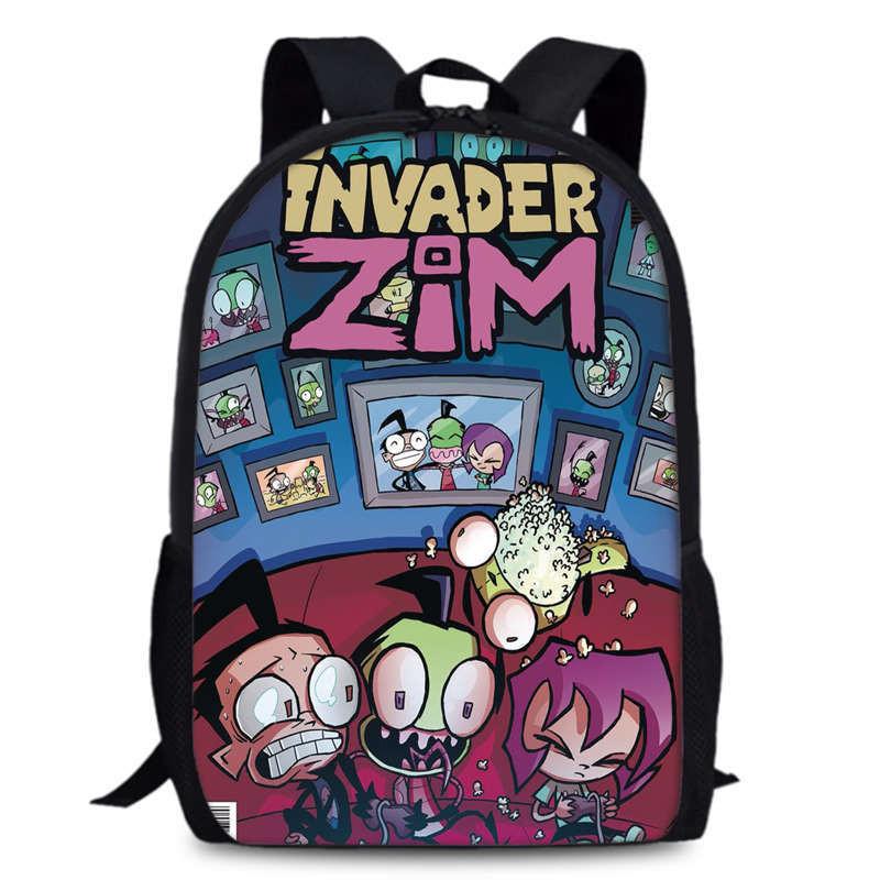 Zim Dib Invader Gaz Cartoon Animated Character Printed Backpack Children