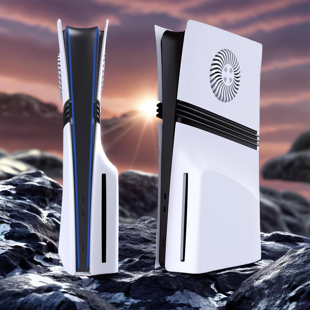 Replacement Side Case for PS5 Pro with Cooling Left and Right Top Console Panel Cover for PlayStation 5 Pro Includes Two Fan Dust Screens Vents,