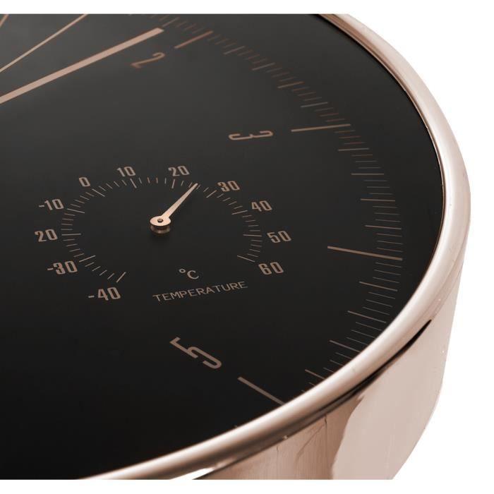 Horloge Murale Avec Thermomètre Et Hygromètre 12" 30 Cm QUARTZ Couleur Doré