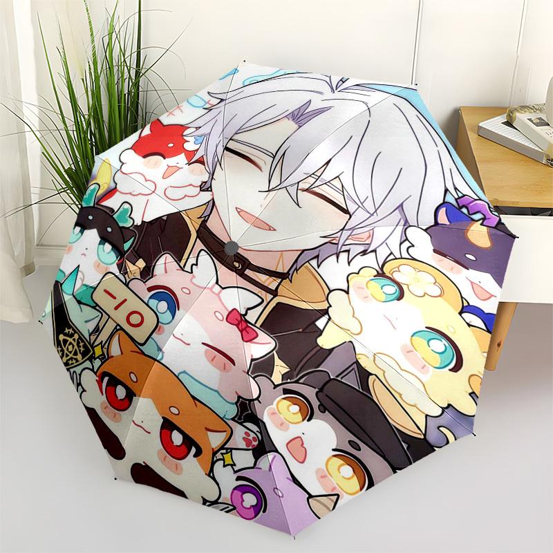 

1pc Outdoor Umbrella with Cute Anime Characters - Automatic Opening/Closing, Portable 3-Fold Design, 8-Rib Iron Frame - Perfect Gift for Fans, Tr