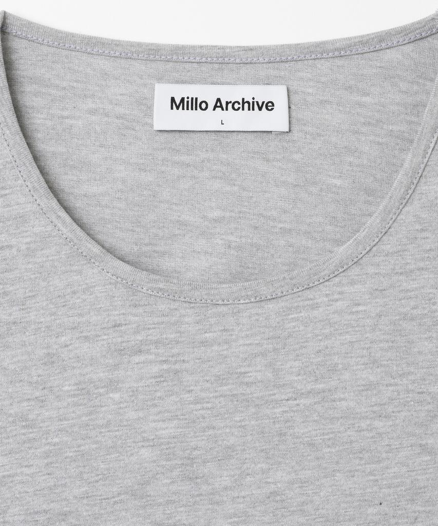 MILLO ARCHIVE Yumuşak U Yaka Yarı Bol Tişört [Melanj Gri]